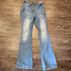 Flare button fly jeans